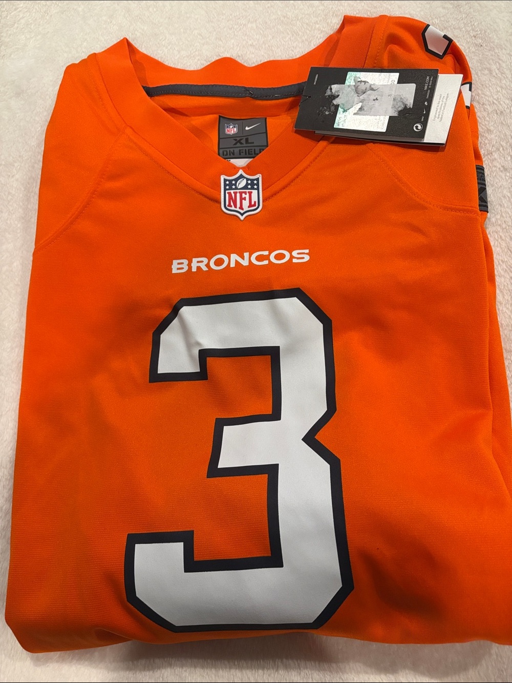Nike Orange Broncos Jersey with White Number 3
